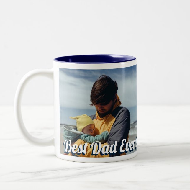 Bester Vater je! Benutzerdefinierte 2 horizontale  Zweifarbige Tasse (Links)