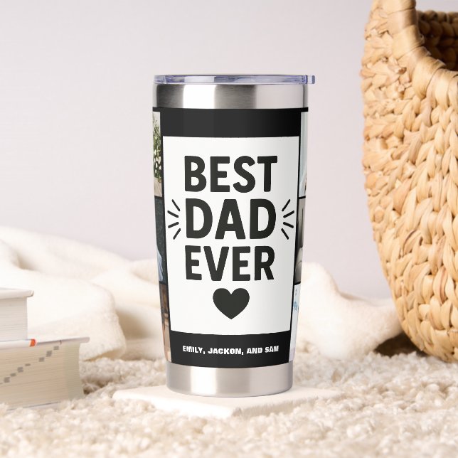 Bester Vater je benutzerdefinierten 6-FotoCollage Thermobecher (Wohnzimmer)