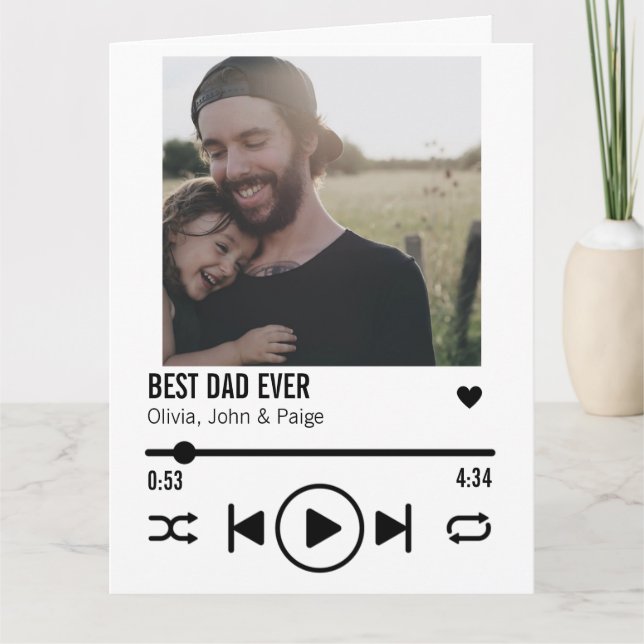 Bester Vater je benutzerdefinierten Foto Song Play Karte (Vorderseite)