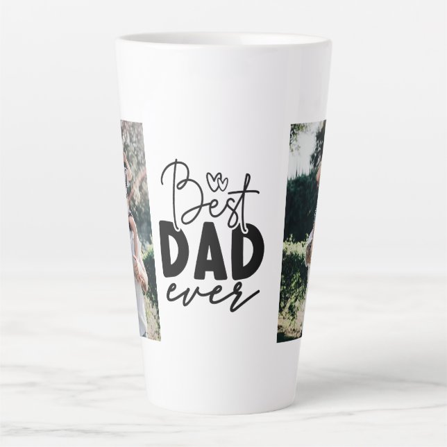 Bester Vater je benutzerdefiniertes 2-Foto-Doppels Milchtasse (Vorderseite)