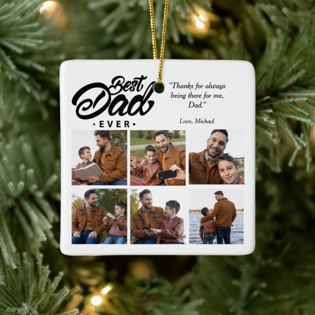 Bester Vater je benutzerdefiniertes Foto Keramikornament (Baum)