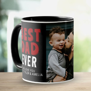 Bester Vater je Black Red Family Foto Tasse