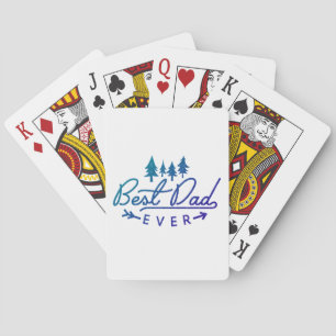 Bester Vater je Blaue Typografie mit Bäumen Spielkarten
