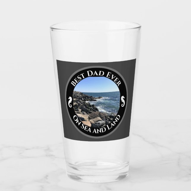 Bester Vater je blauer Atlantik Felsstrand Glas (Vorderseite)