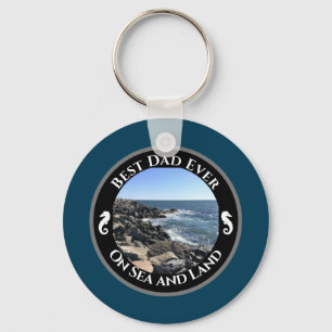 Bester Vater je blauer Atlantik Felsstrand Schlüsselanhänger