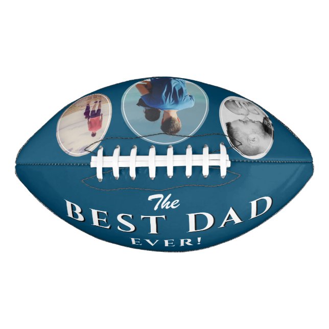 Bester Vater je Blauer Vater 3 FotoCollage Football (Vorderseite)