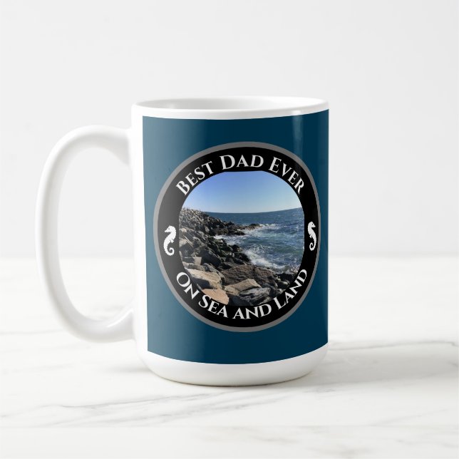 Bester Vater je Blue Atlantic Ocean Rocky Seashore Kaffeetasse (Links)