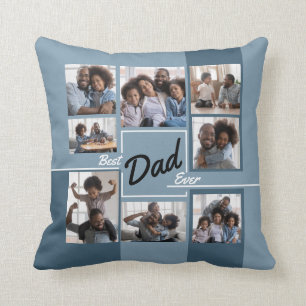 Bester Vater je Blue Foto Collage Vatertag Kissen