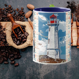 Bester Vater je Blue Ocean Waves Leuchtturm Tasse