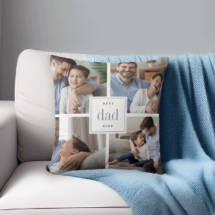 Bester Vater je   Blue & White Kids Foto Collage Kissen