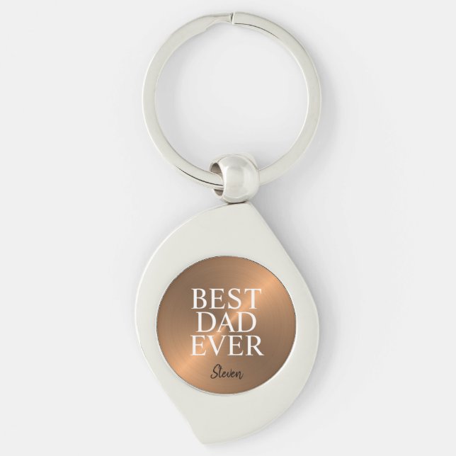 Bester Vater je Bronze Metallic Personalisiert Schlüsselanhänger (Vorderseite)