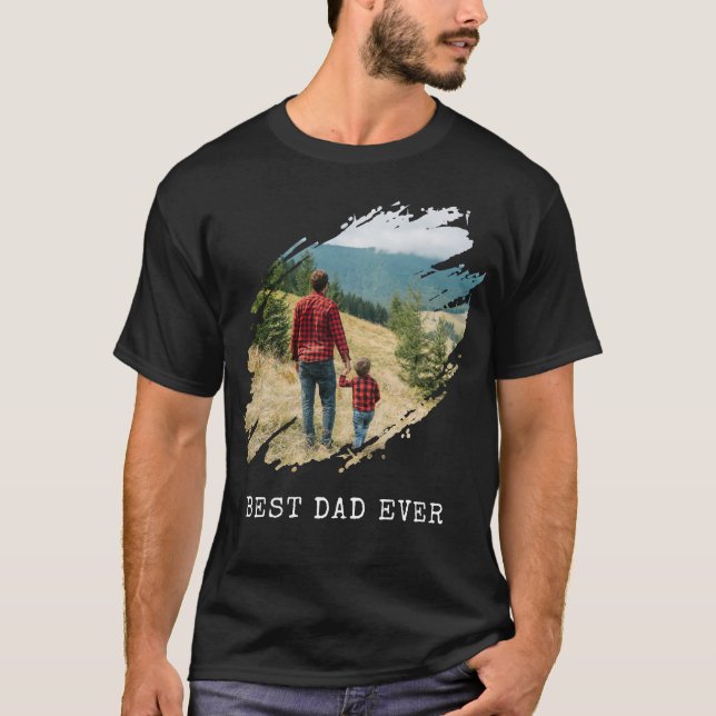 Bester Vater je Brush Stroke Foto T-Shirt (Vorderseite)
