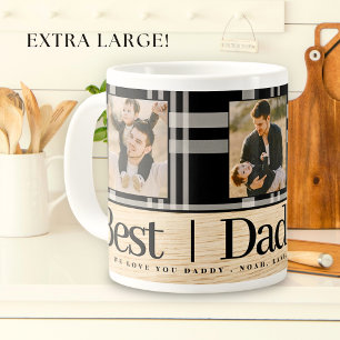 Bester Vater je Buffalo Kariert Wood Foto Vatertag Jumbo-Tasse