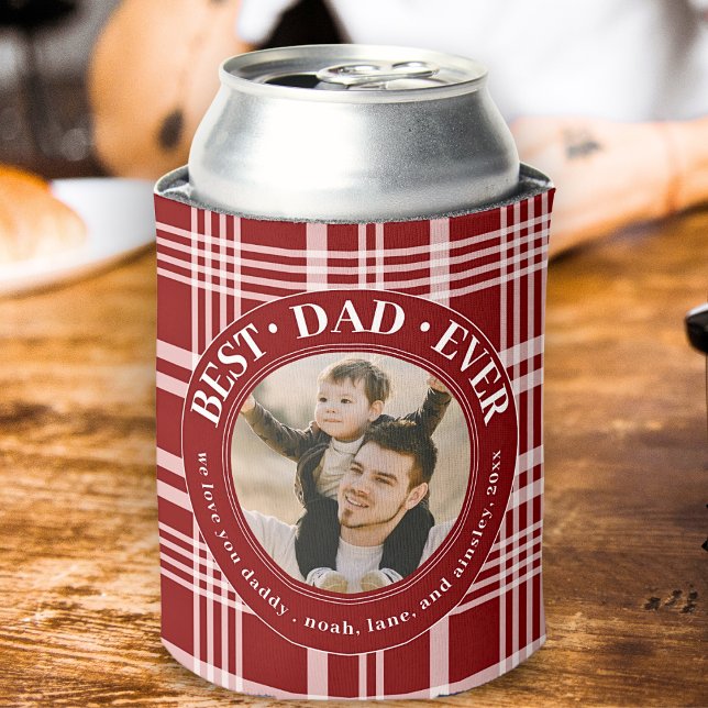 Bester Vater je Buffalo Karierte Custom Foto Väter Dosenkühler (Von Creator hochgeladen)