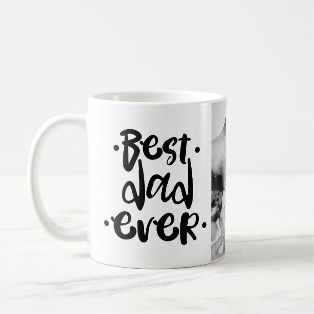 Bester Vater je Cooles Foto für schwarzes Skript Kaffeetasse (Links)