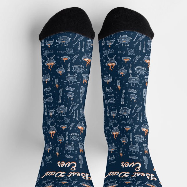 Bester Vater je Crew Socken mit GRILLEN Fest Desig (Oben)