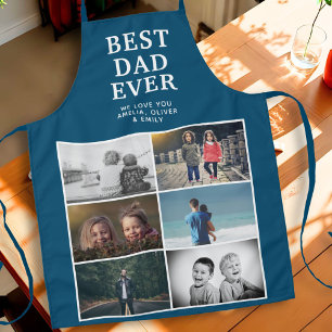Bester Vater je Custom 6 Foto Collage Blau Schürze