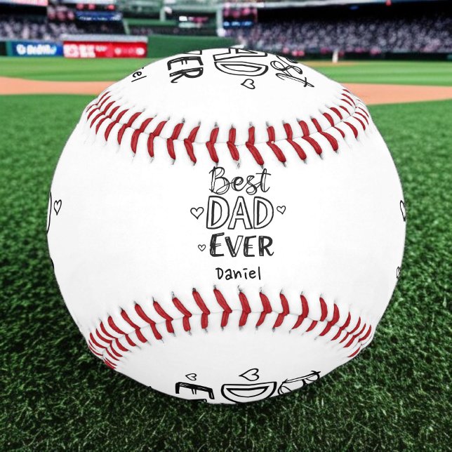 Bester Vater je | Doodle Personalisiert Vatertag Baseball (Von Creator hochgeladen)