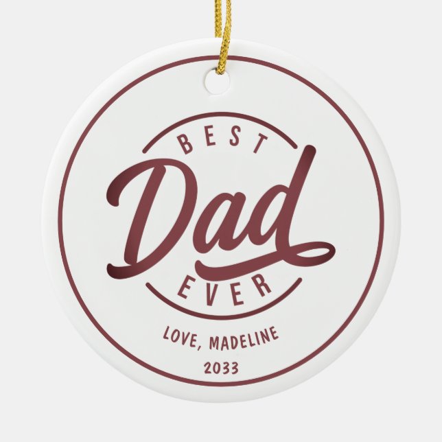 Bester Vater je ein Foto Modernes Skript Keramik Ornament (Vorne)