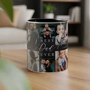 Bester Vater je ein Geschenk Schwarz-Holz-FotoColl Zweifarbige Tasse
