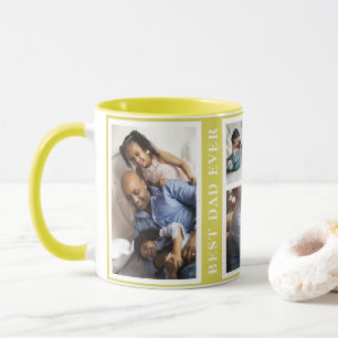 Bester Vater je einfache 5-Foto-Collage gelb Tasse
