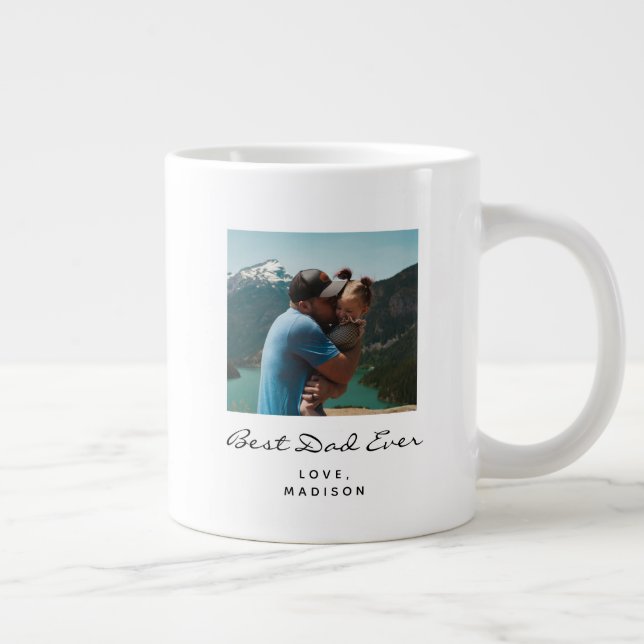 Bester Vater je einfaches Script Foto Geschenk Jumbo-Tasse (Rechts)