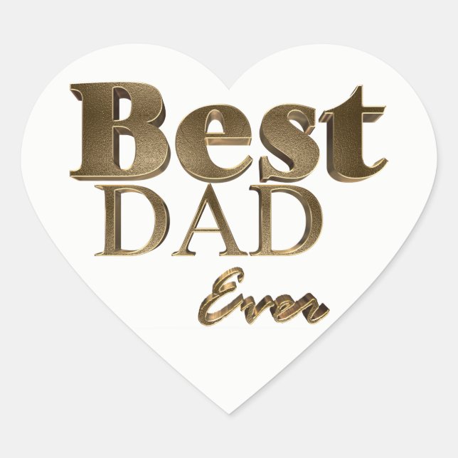 Bester Vater je Elegante Golden Text Gold Typograf Herz-Aufkleber (Vorderseite)
