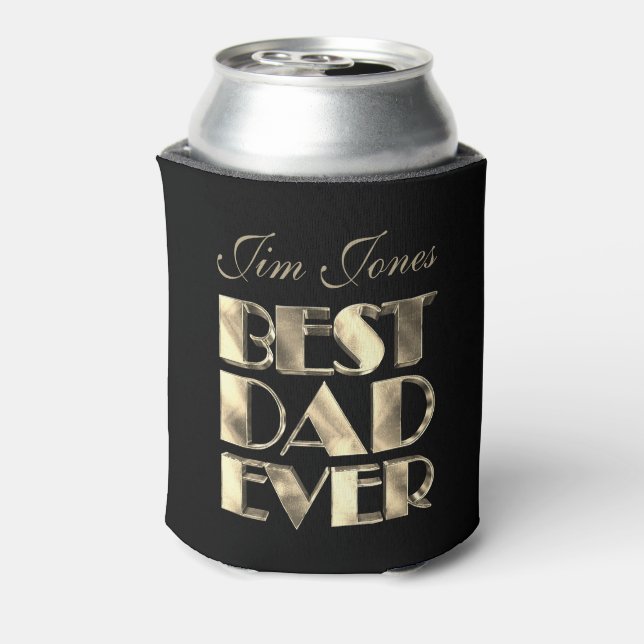 Bester Vater je eleganter Schwarz-Gold-Look Dosenkühler (Kanne Rückseite)