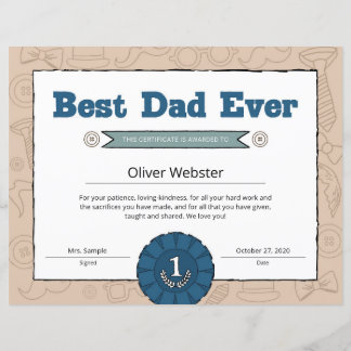 Bester Vater je Elternzertifikat VatertagAward