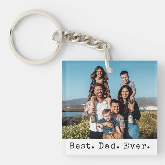 Bester Vater je Familie Foto Personalisiert Schlüsselanhänger (Vorderseite)