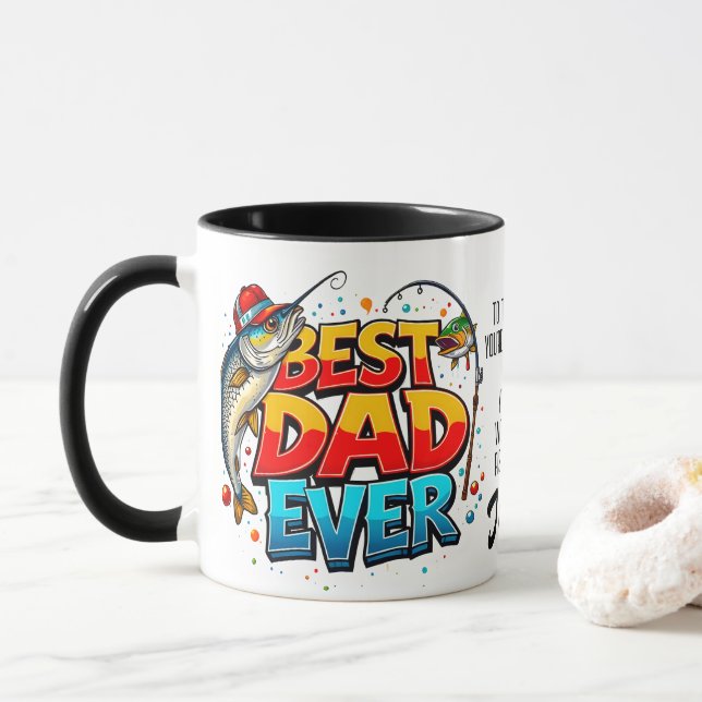 Bester Vater je Fisch Zitat Graffiti Tasse (Mit Donut)
