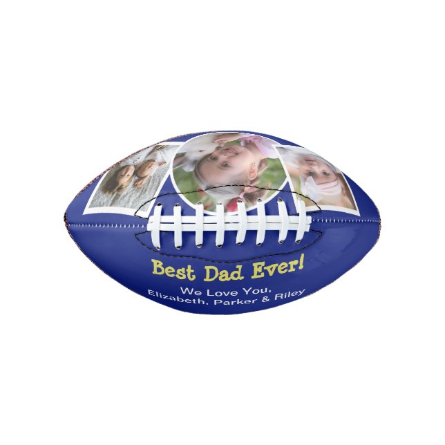 Bester Vater je Foto Collage Blue Football (Vorderseite)