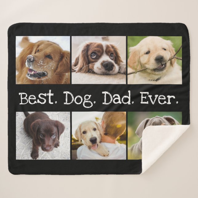 Bester Vater je Foto Collage Einziges Schwarz Sherpadecke (Vorderseite (Horizontal))