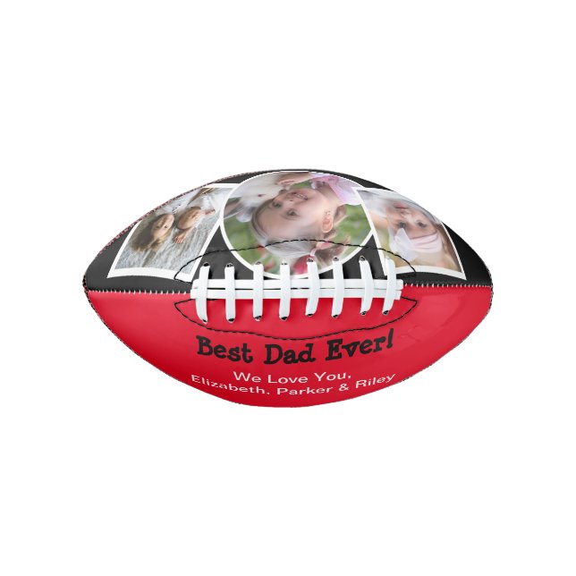 Bester Vater je Foto Collage Red Black Football (Vorderseite)