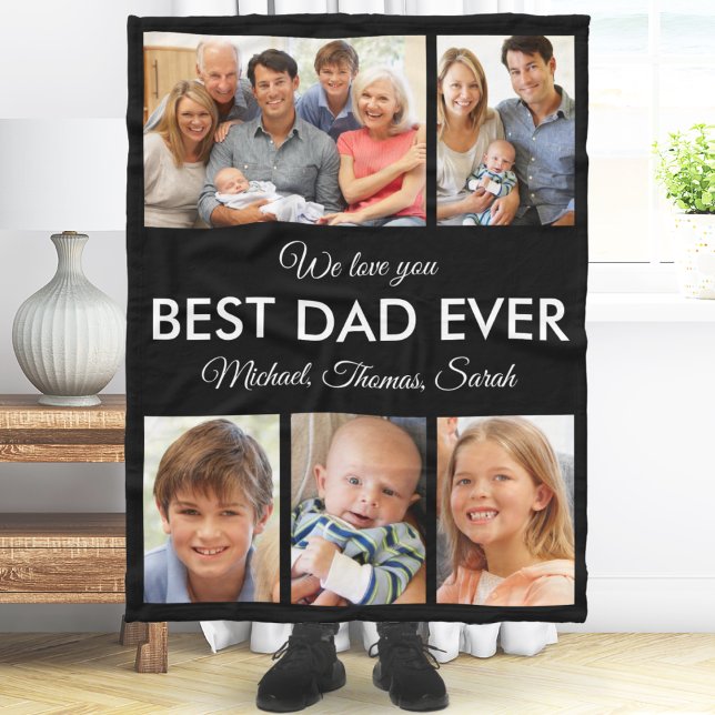 Bester Vater je Foto Collage Vatertag Fleecedecke (Best Dad Ever Photo Collage Fathers Day Fleece Blanket)