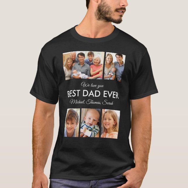 Bester Vater je Foto Collage Vatertag T-Shirt (Vorderseite)