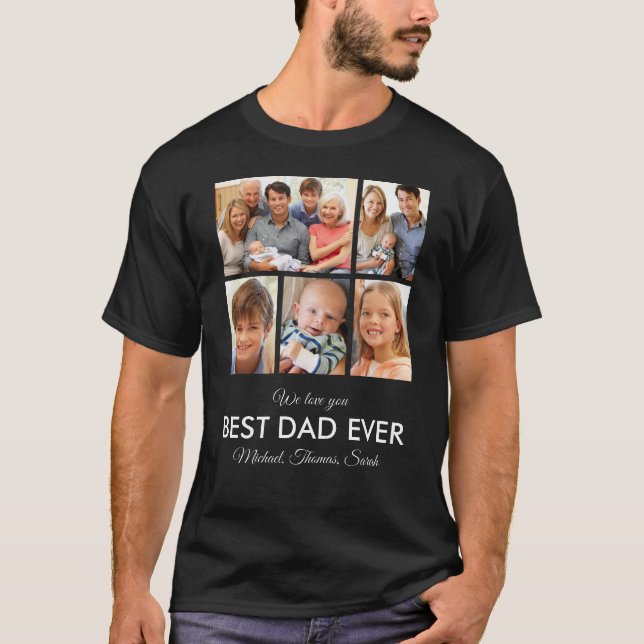 Bester Vater je Foto Collage Vatertag T-Shirt (Vorderseite)