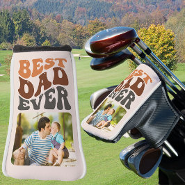 Bester Vater je Foto Groovy Retro Typografie Golf Headcover