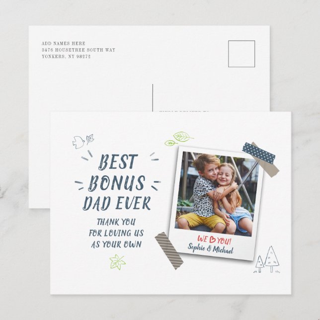 Bester Vater je Foto individuell Feiertagspostkarte (Vorne/Hinten)