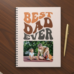 Bester Vater je Foto mit Groovy Retro Typografie Notizblock