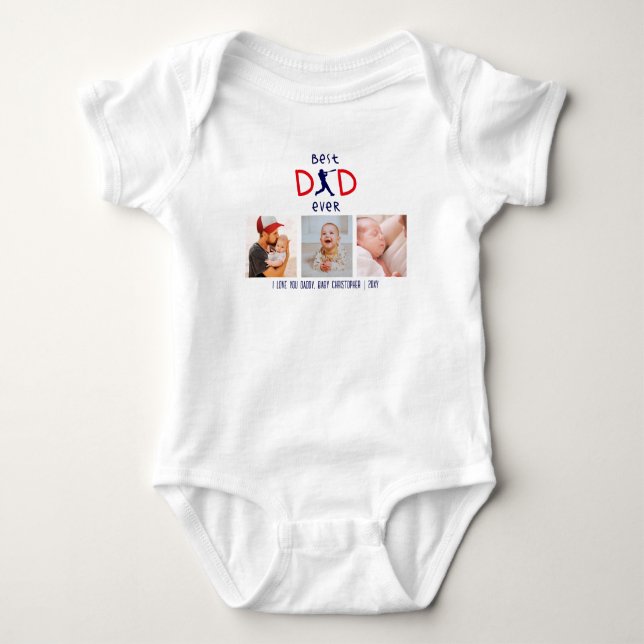 Bester Vater je Foto Niedlich Neugeborener 1. Gebu Baby Strampler (Vorderseite)
