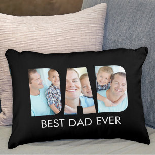 Bester Vater je Foto Schwarz Dekokissen