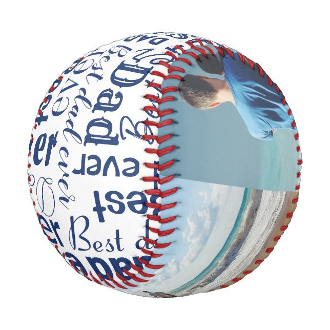 Bester Vater je FotoCollage Coole Typografie Baseball (Schrägansicht)
