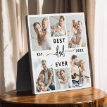 Bester Vater je - FotoCollage des Vaters Fotoplatte<br><div class="desc">Feiern Sie Ihren Vater mit dem "Besten Vater je" Foto Collage Plaque, eine herzliche Hommage an den Mann, der die Welt für Sie bedeutet. Diese wunderschön gestaltete Plakette besticht durch eine hochwertige, individuell gestaltbare Collage aus Foto, in der Sie wertvolle Erinnerungen und besondere Momente vorstellen können. Die Collage ist elegant...</div>