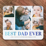 Bester Vater je FotoCollage Mousepad<br><div class="desc">Custom dad Mousepad mit 5 niedlichen Fotos von ihm und den Kindern, die Worte "BEST VATER EVER" in einem modernen blauen Farbverlauf Schriftart, und die Kinder Namen.</div>