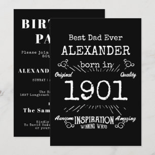 Bester Vater je Geburtsjahr Vintag Einladung