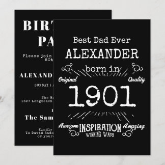 Bester Vater je Geburtsjahr Vintag Einladung
