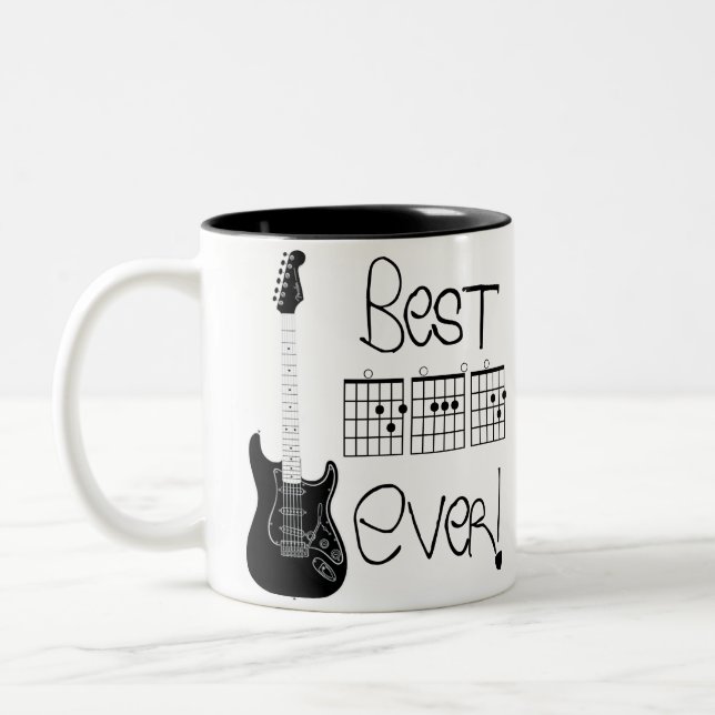 Bester Vater je! Gitarre Akkord Symbol Kaffee Tass Zweifarbige Tasse (Links)