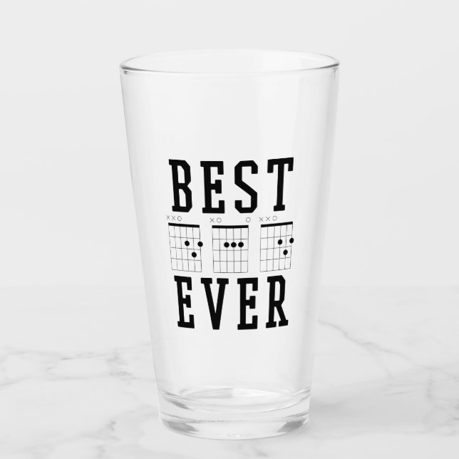 Bester Vater je Gitarrenakkorde | Geschenk des Vat Glas (Vorderseite)