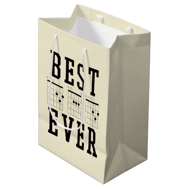 Bester Vater je Gitarrenakkorde | Geschenk des Vat Mittlere Geschenktüte (Vorderseite Schrägansicht)